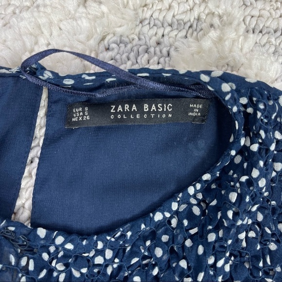 ZARA Sz S JUMPSUIT NAVY/WHITE FLOWING LONG POLKA DOT - Picture 14 of 15